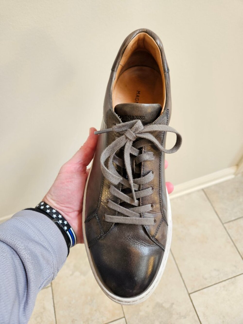 Magnanni Men's Leather Sneakers, Gray, Sz 13 - Picture 14 of 16